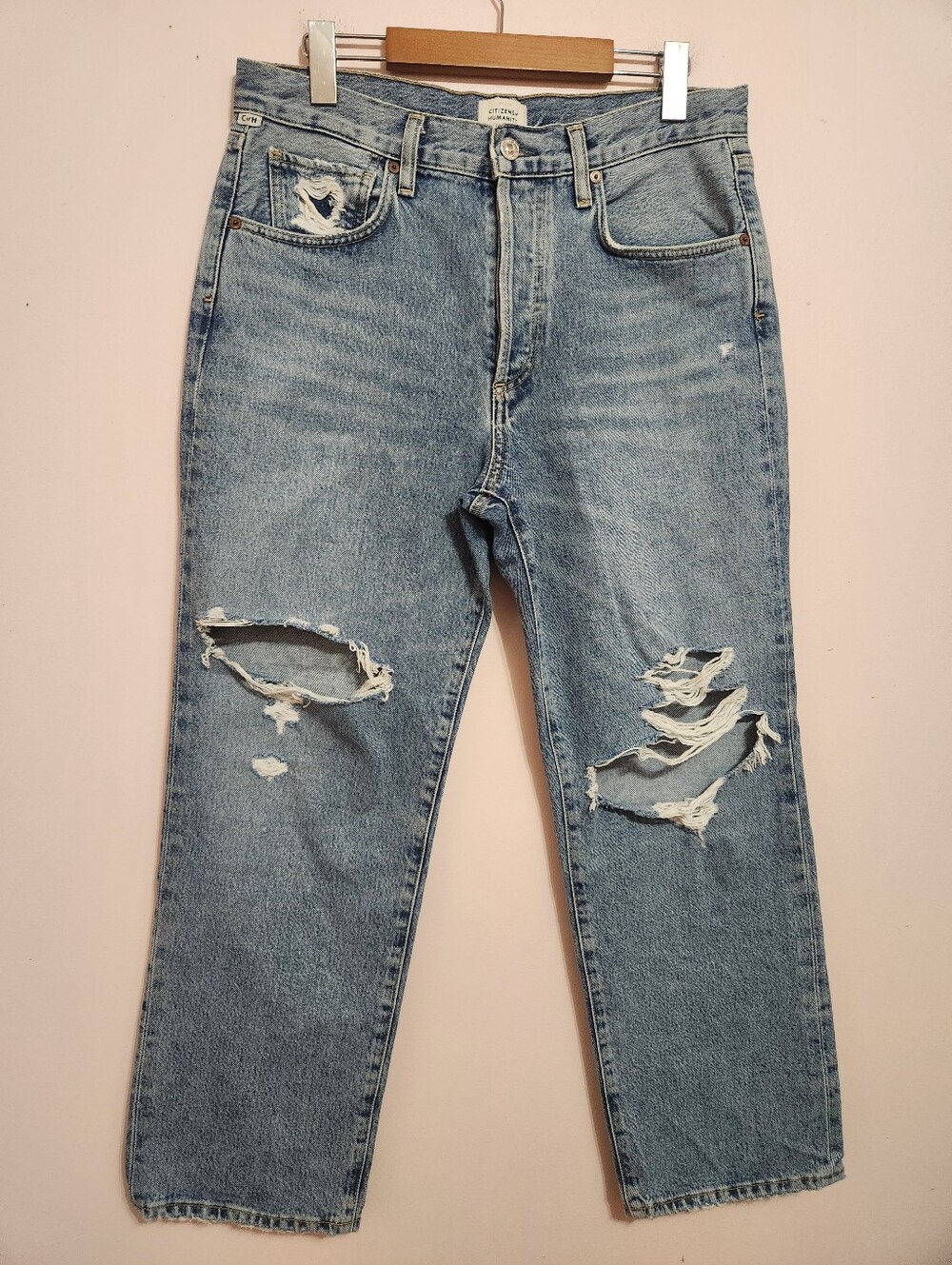 Citizens of Humanity Emery Crop Premium Vintage Distressed Relaxed Straight 28